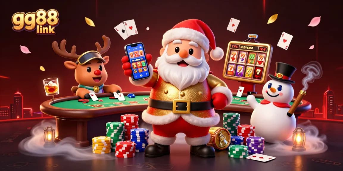 Spin the reels with gg88 link at a vibrant casino featuring Santa and friends!