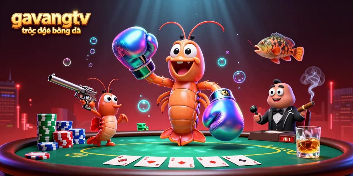 Experience gavangtv trực tiếp bóng đá in an electrifying poker showdown with vibrant characters and deep-sea atmosphere.