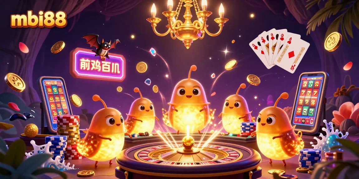 Engage in thrilling gameplay at mbi88 with enchanting glowworms lighting up a vibrant cave casino.