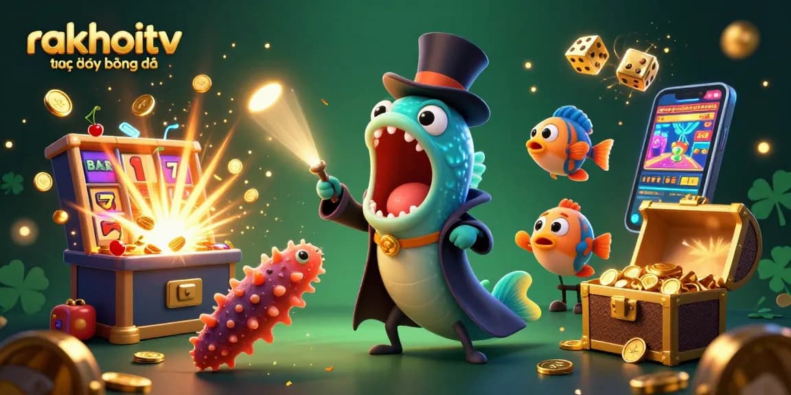 Experience rakhoitv trực tiếp bóng đá in an exciting casino setting with vibrant elements and dynamic characters.