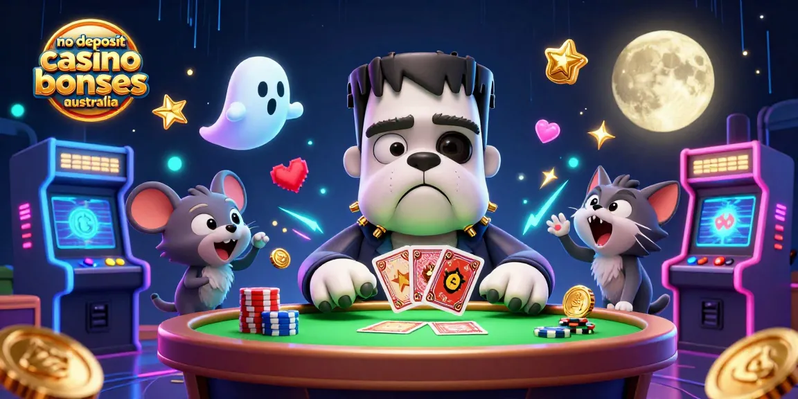 Engage with no deposit casino bonuses Australia in a vibrant 3D illustration featuring a fun casino scene.