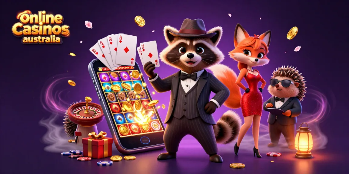 Engaging scene featuring characters enjoying online casinos Australia, showcasing slots and live gaming.