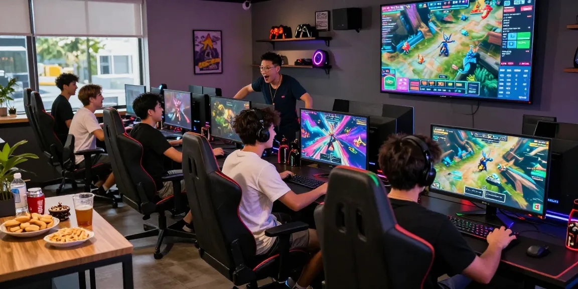 Engaged gamers playing at XX88 gaming lounge with vibrant atmosphere and modern tech.