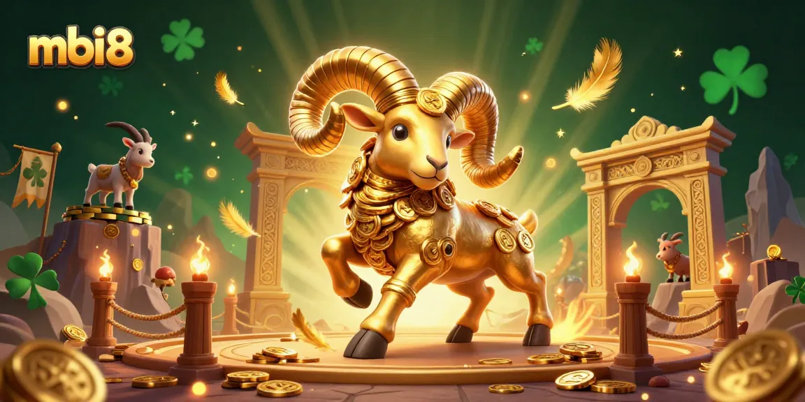 Play slots at mbi8 with a dazzling golden ram charging through a thrilling casino scene