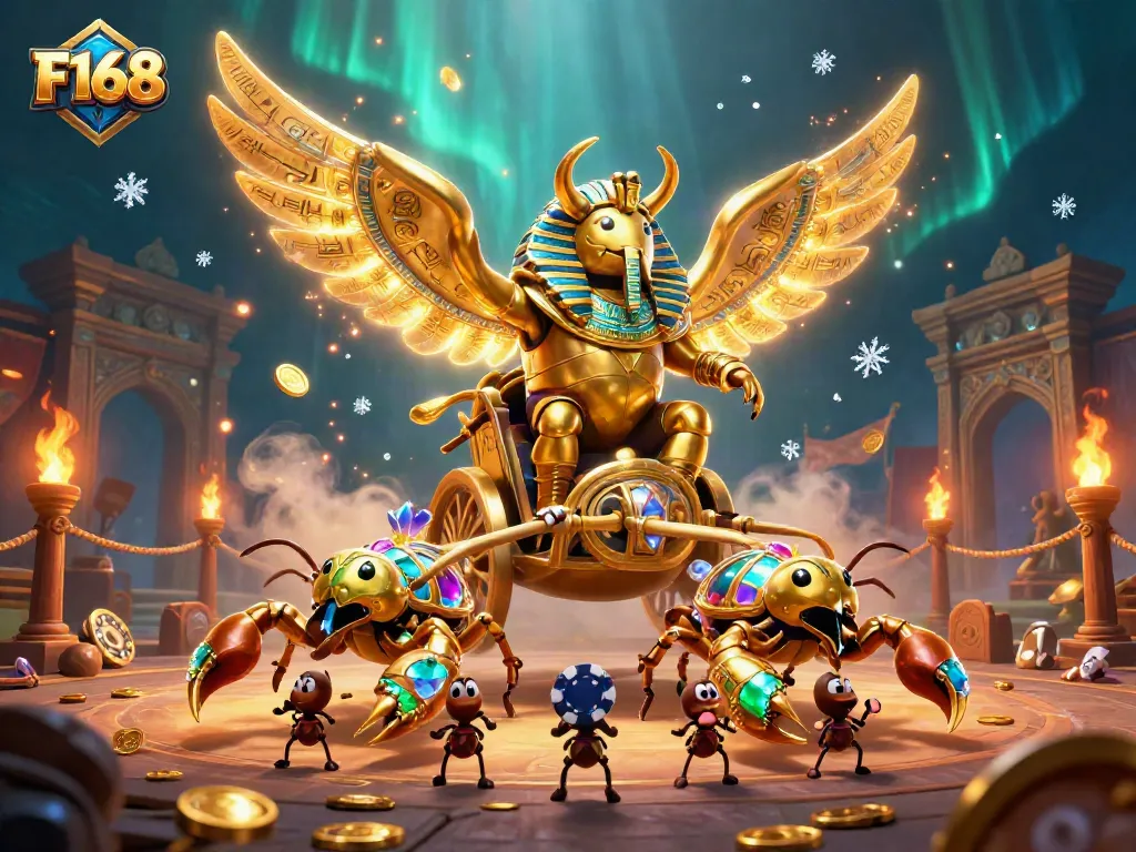 Engage in thrilling casino action with F168 in a vibrant 3D illustration full of excitement.