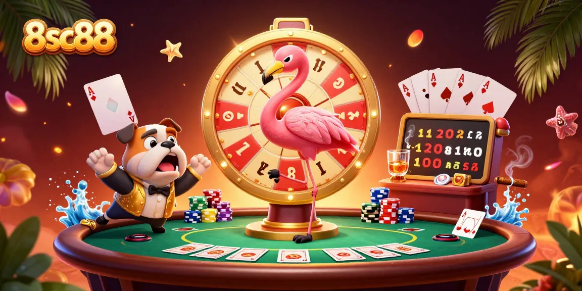Spin the prize wheel at 8sc88 with vibrant casino elements and excitement.