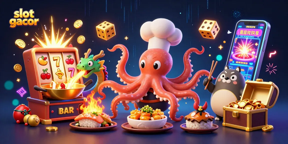 Experience the thrill of slot gacor with dynamic characters amidst a vibrant casino scene.