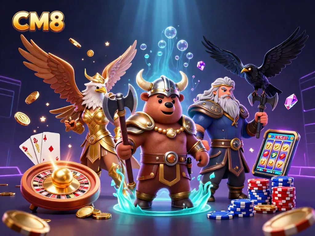 Experience thrilling casino gameplay with CM8 featuring vibrant characters and dynamic game elements.