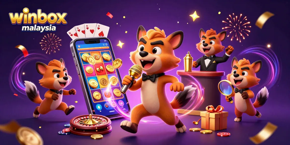 Experience winbox malaysia's vibrant casino atmosphere with hyenas engaging in gaming fun.