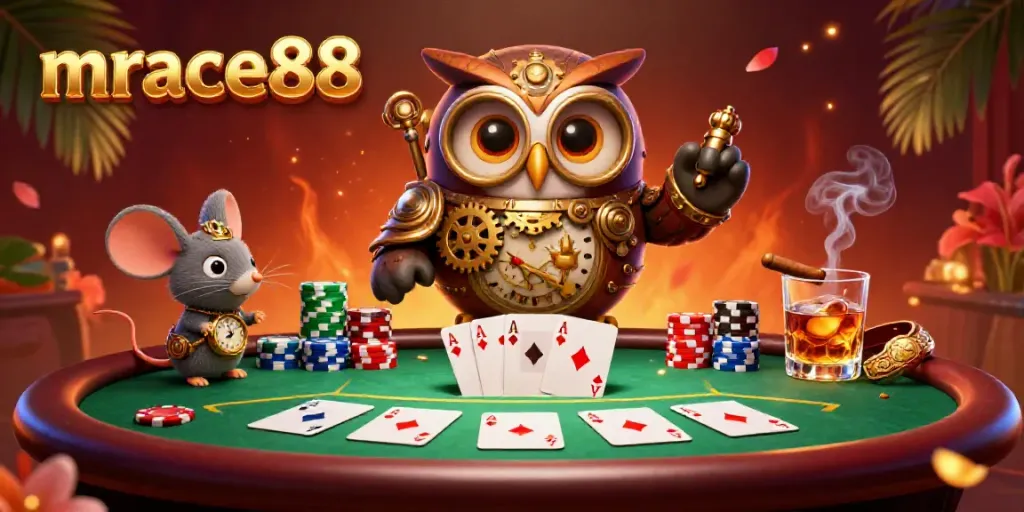 Experience thrilling casino moments with mrace88, featuring exclusive gaming elements and vibrant characters.