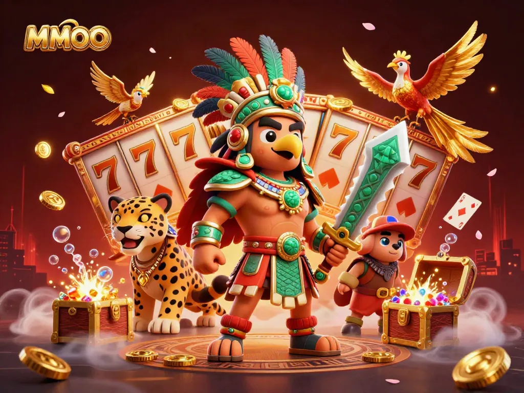 Experience MMOO's exciting world of slots and jackpots with dynamic characters and casino elements.