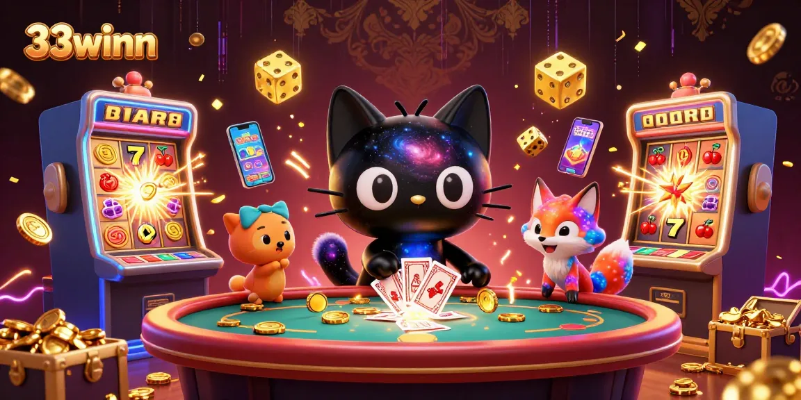 33winn unleashes thrill with golden chips at a cosmic casino featuring intense 3D elements.