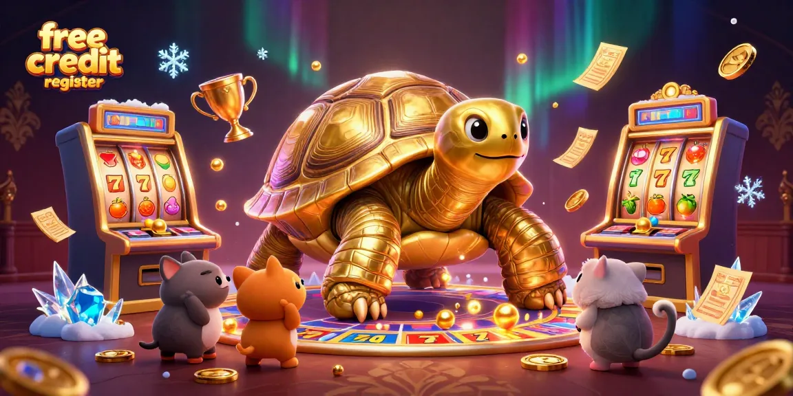 Engage with the vibrant slot scene featuring the free credit register lively illustrated characters and dynamic casino elements.