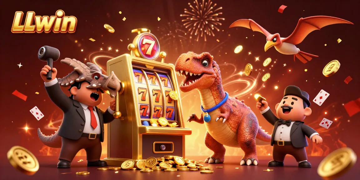 Catch winning coins with LLwin's exciting jackpot scene featuring dynamic casino action and colorful elements.