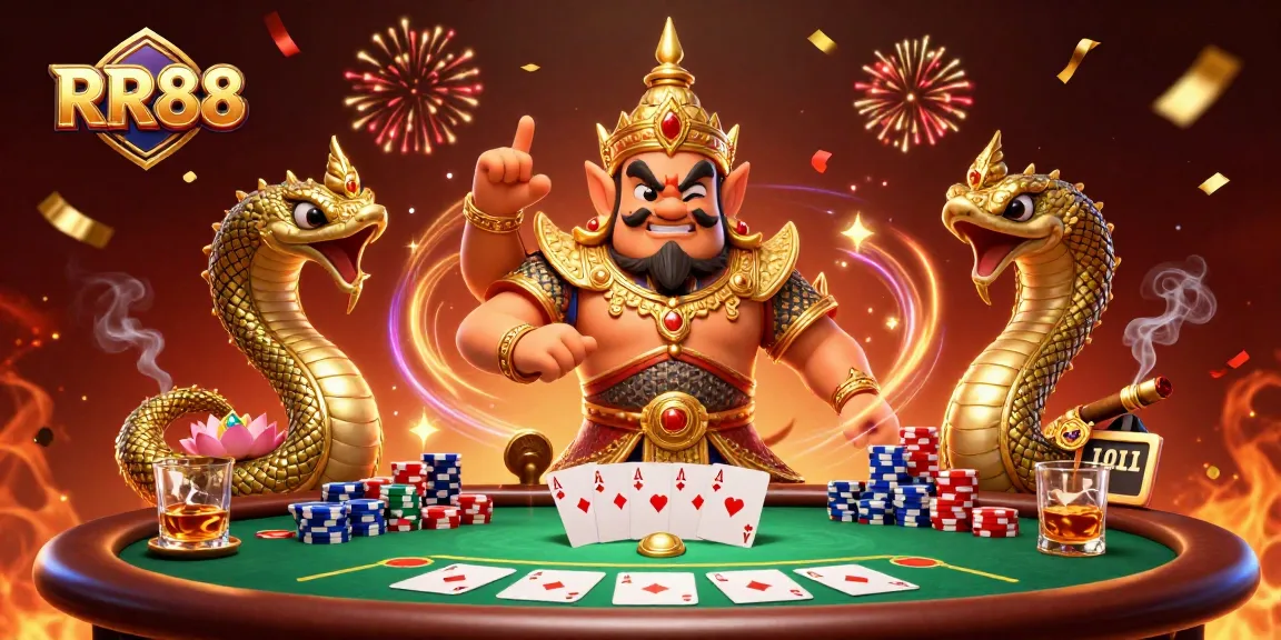 Experience the thrill of poker at RR88 with dynamic scenes and vibrant characters.